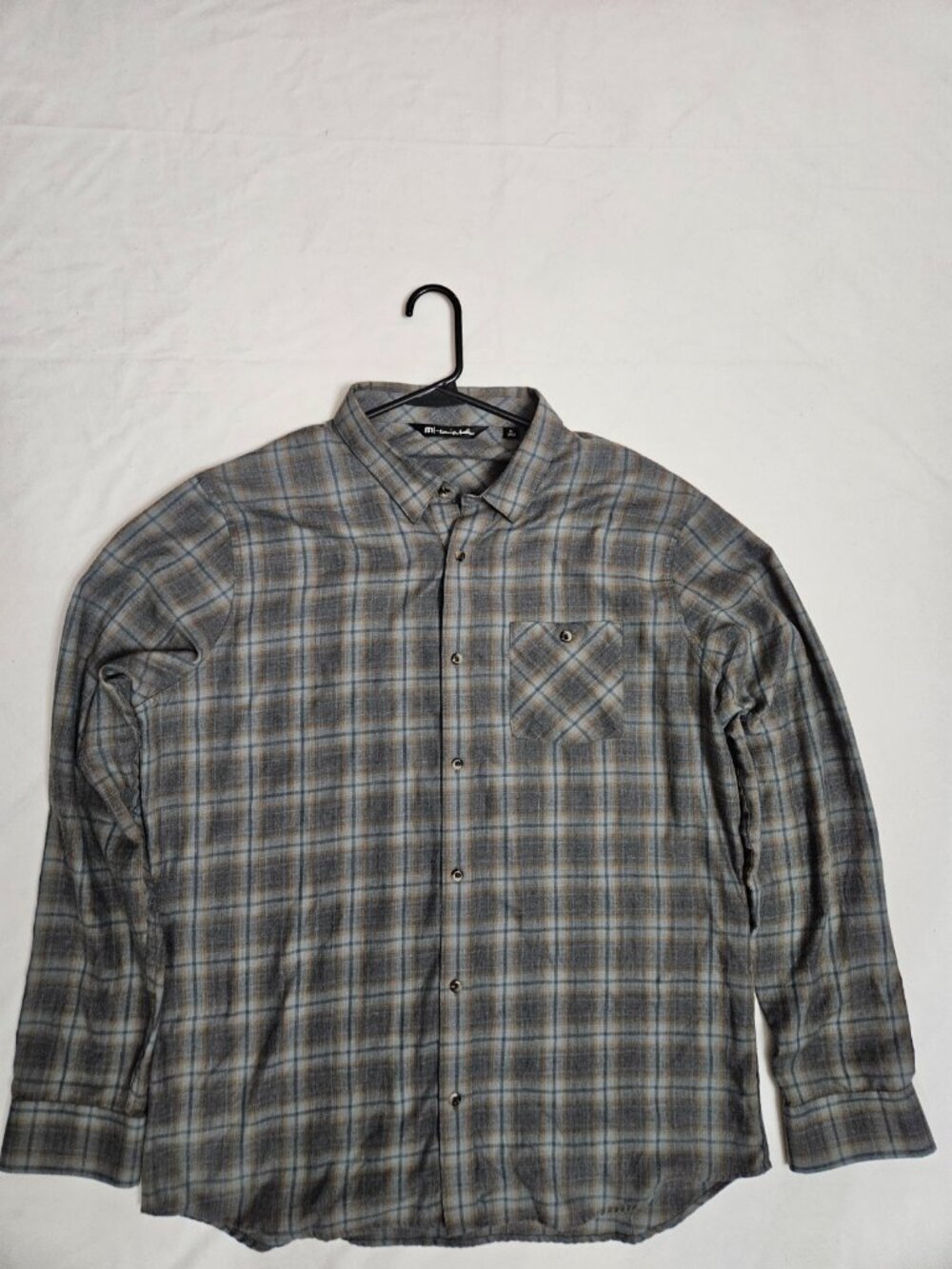 ⛳️ TravisMathew Grey Plaid Long Sleeve Button Down Shirt | Golfcore Preppy XL